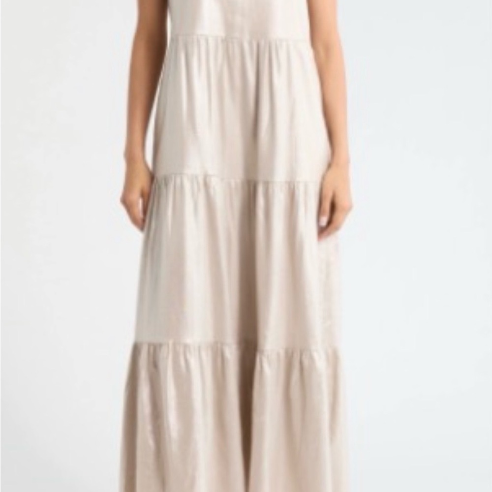 Vince Camuto Sleeveless Tiered Maxi Dress in Cream